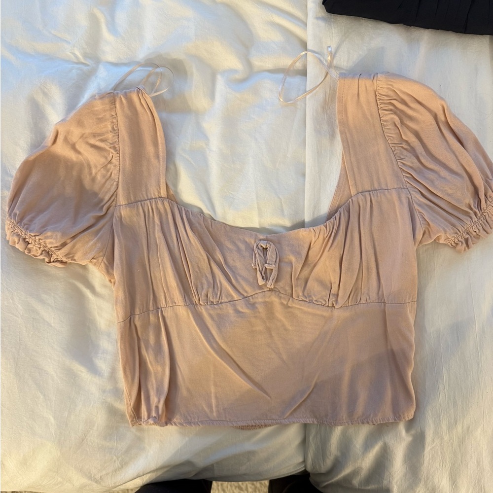 Urban Outfitters Light Pink Puff Sleeve Blouse